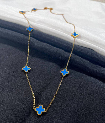 Long blue flower Necklace