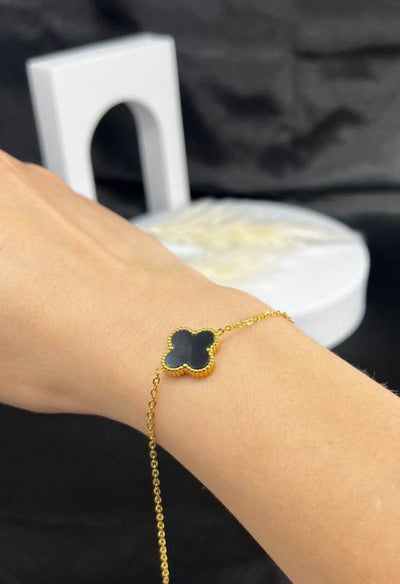 Single Flower Black Bracelet