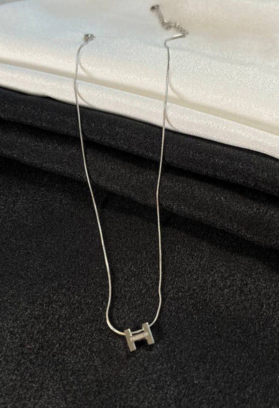 H Silver Necklace